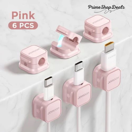 3-Pack or 6-Pack Magnetic Cable Clips – Adjustable Cord Organizer for Desk, Wall, and Car