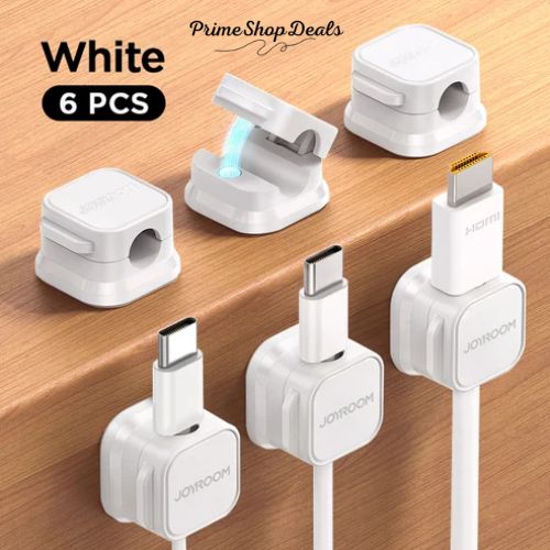 3-Pack or 6-Pack Magnetic Cable Clips – Adjustable Cord Organizer for Desk, Wall, and Car