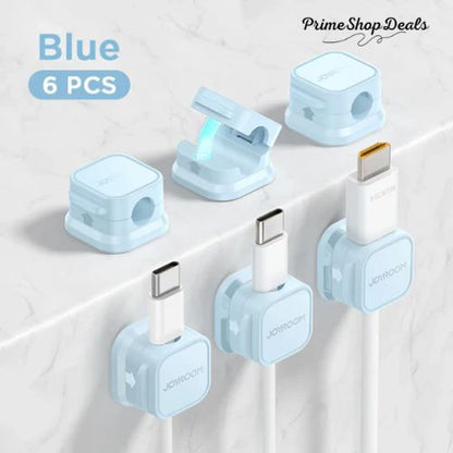 3-Pack or 6-Pack Magnetic Cable Clips – Adjustable Cord Organizer for Desk, Wall, and Car