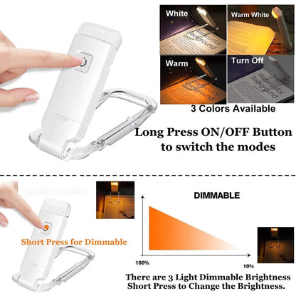 Ultra-Compact USB Rechargeable Book Light with Adjustable Brightness