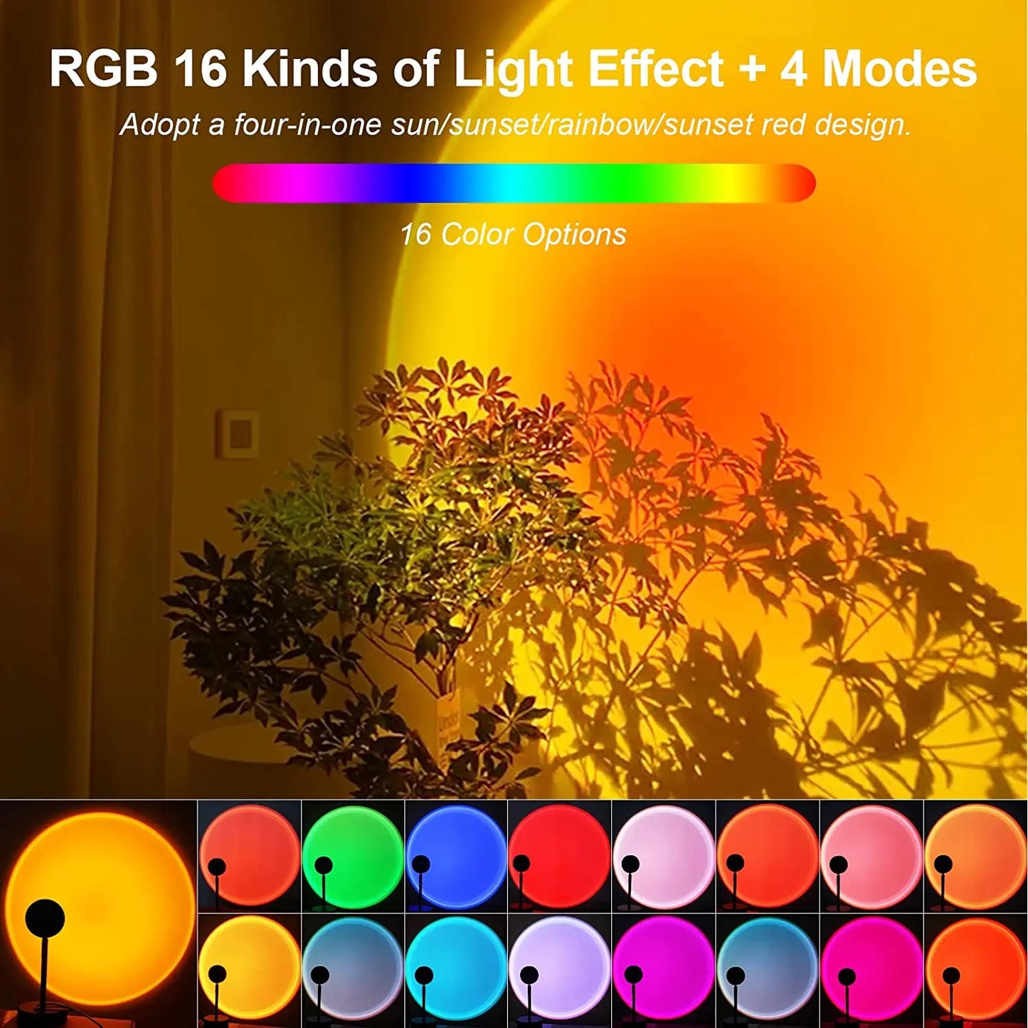 Smart Bluetooth Night Light Rainbow Sunset Projector Lamp - Create a Magical Ambiance