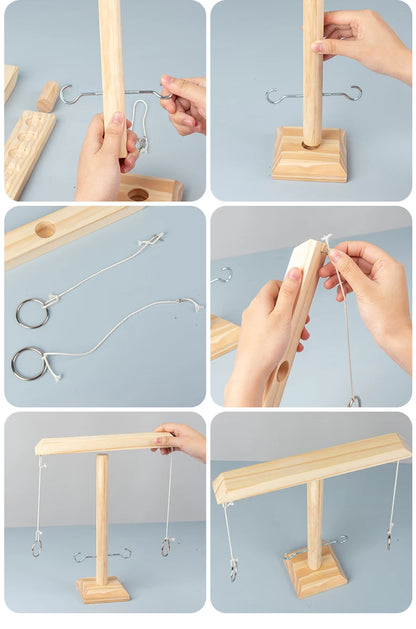 Handmade Wooden Hook and Ring Toss Game - Fun for Indoors and Outdoors