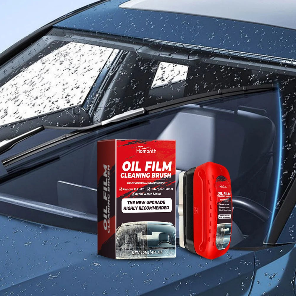 Car Windshield Oil Film Remover – Powerful Glass Cleaner with Sponge Brush