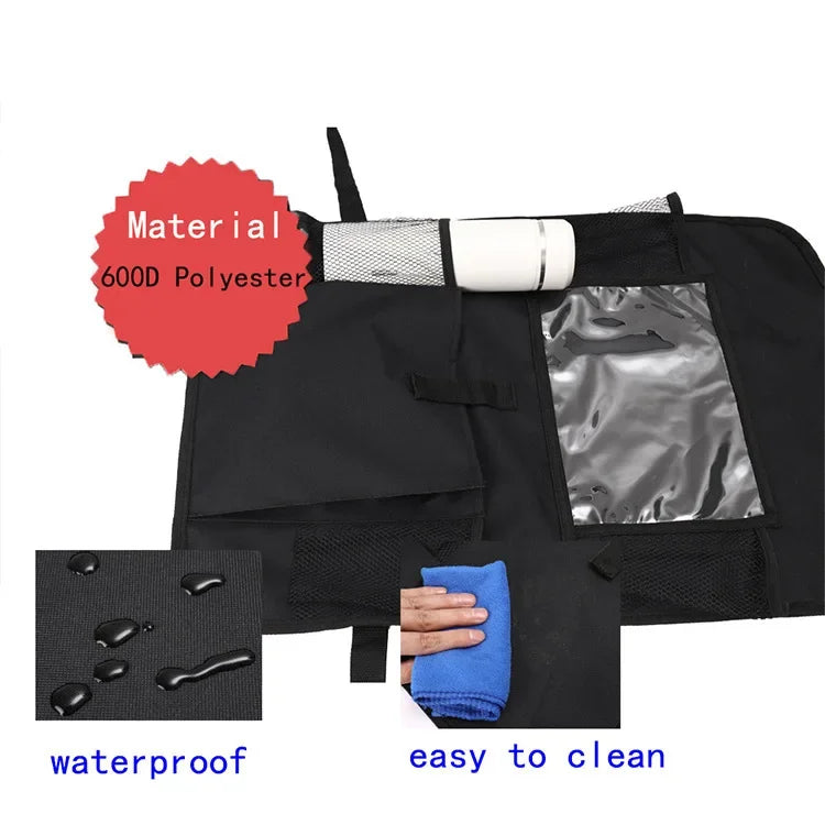 Car Backseat Organizer with Tablet Holder – Waterproof Seat Protector & Storage for Kids Travel