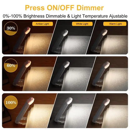 Ultra-Compact USB Rechargeable Book Light with Adjustable Brightness