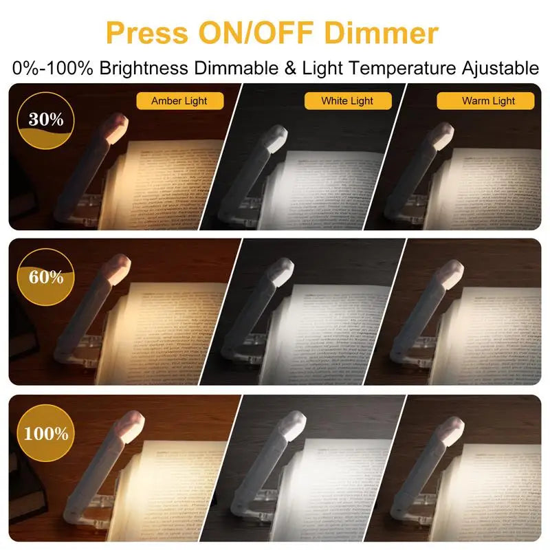Ultra-Compact USB Rechargeable Book Light with Adjustable Brightness