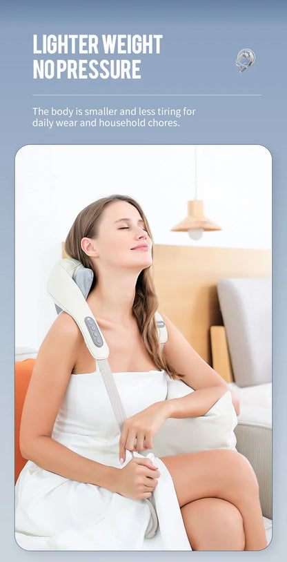 Wireless Neck and Back Massager with Heat and Kneading Technology