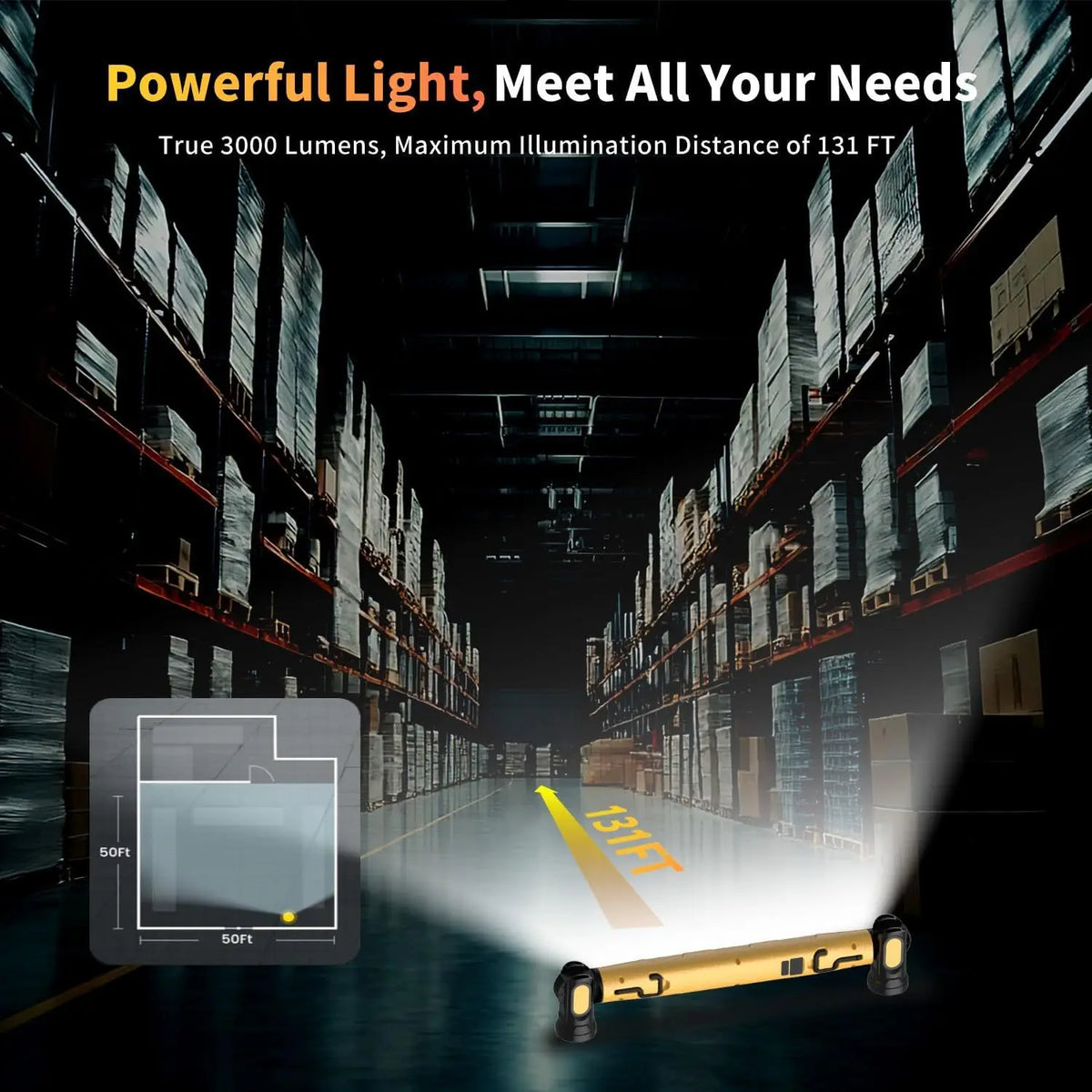 Rechargeable Magnetic COB Work Light – 360° Rotating LED Inspection Lamp