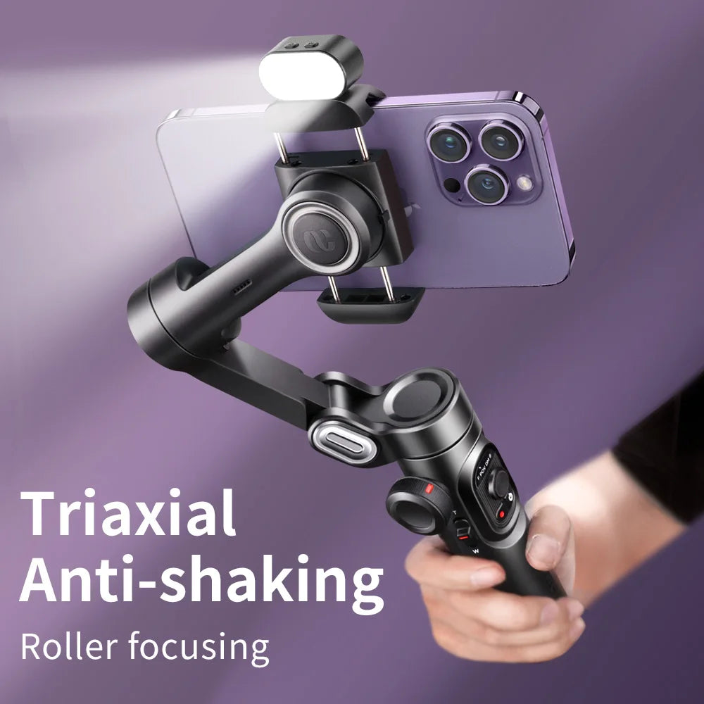 3-Axis Smartphone Gimbal Stabilizer with Fill Light