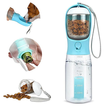All-in-One Dog Travel Kit — Water, Food & Waste Bags in One Bottle
