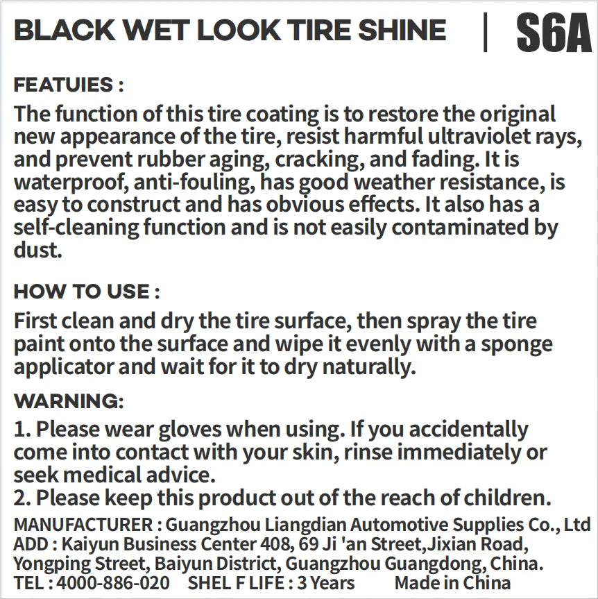 Glossy Wet Look Tire Shine Spray – Protects & Enhances Tire Finish