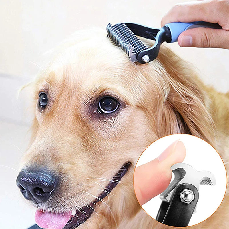 Professional Dual-Head Pet Deshedding Brush & Knot Remover