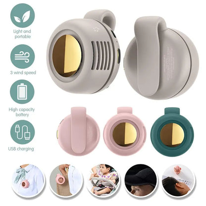 Portable Bladeless Clip-On Fan – USB Rechargeable 3-Speed Mini Cooling Fan