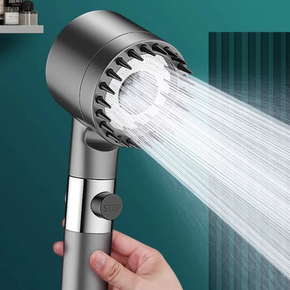 High-Pressure Shower Head with Adjustable Spray & Built-in Massage Brush