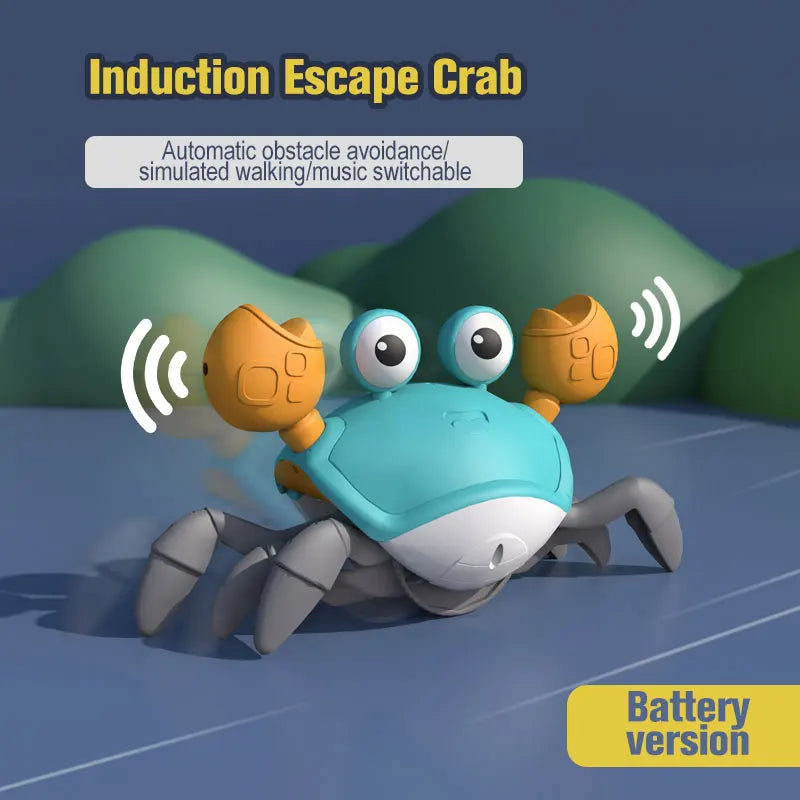 Interactive Crawling Crab Toy with Music and Obstacle Avoidance