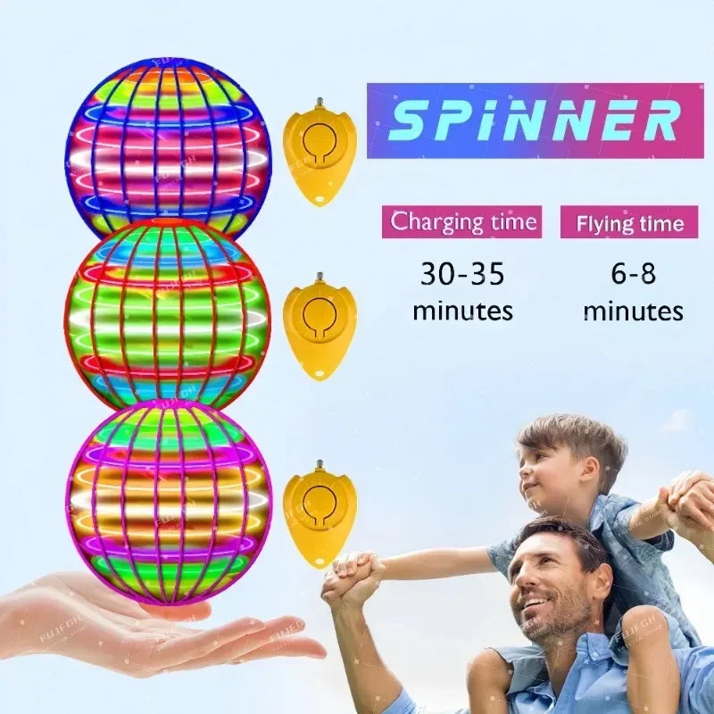 LED Hand-Controlled Flying Spinner Ball – 360° Hover & Boomerang Toy