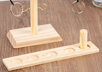 Handmade Wooden Hook and Ring Toss Game - Fun for Indoors and Outdoors