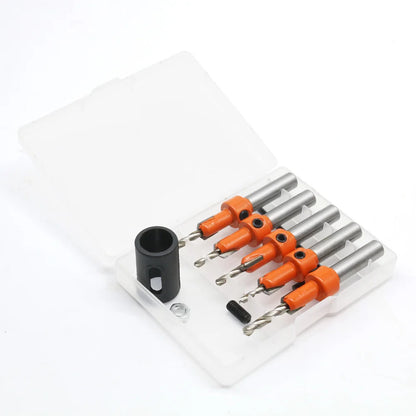 5-Piece Countersink Drill Bit Set – Adjustable Depth Stop for Woodworking