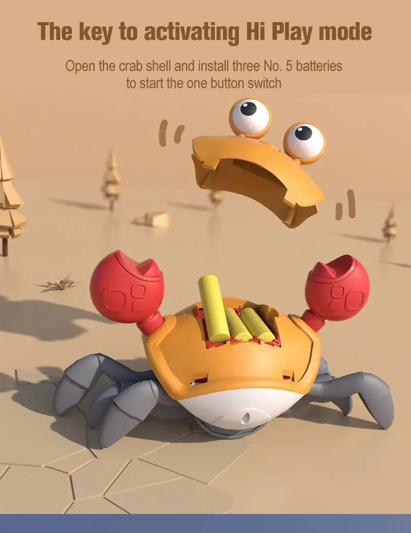 Interactive Crawling Crab Toy with Music and Obstacle Avoidance