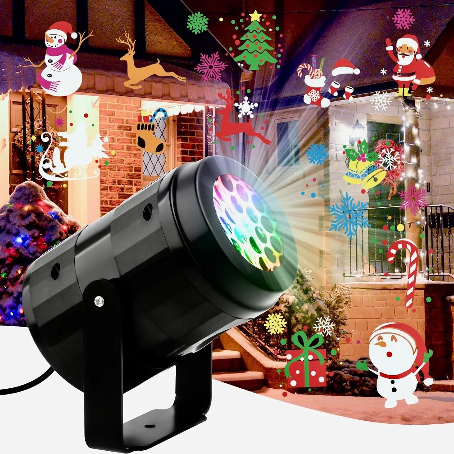 16-Pattern Rotating Christmas LED Projector (USB, Indoor/Outdoor)