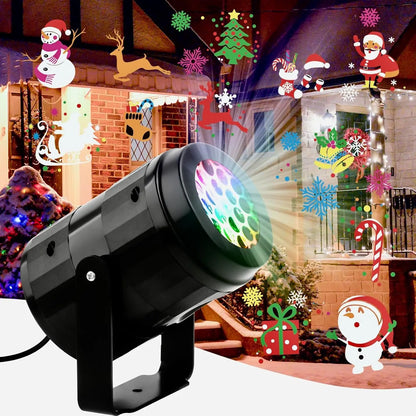16-Pattern Rotating Christmas LED Projector (USB, Indoor/Outdoor)