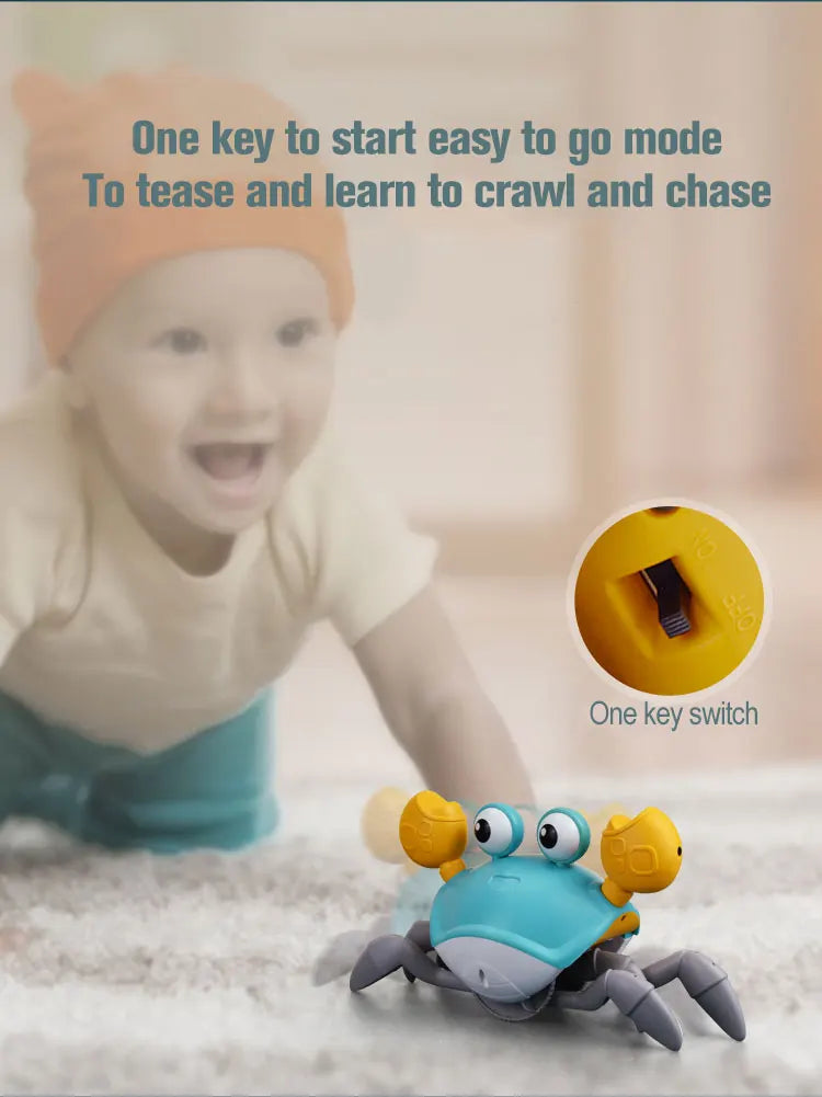 Interactive Crawling Crab Toy with Music and Obstacle Avoidance