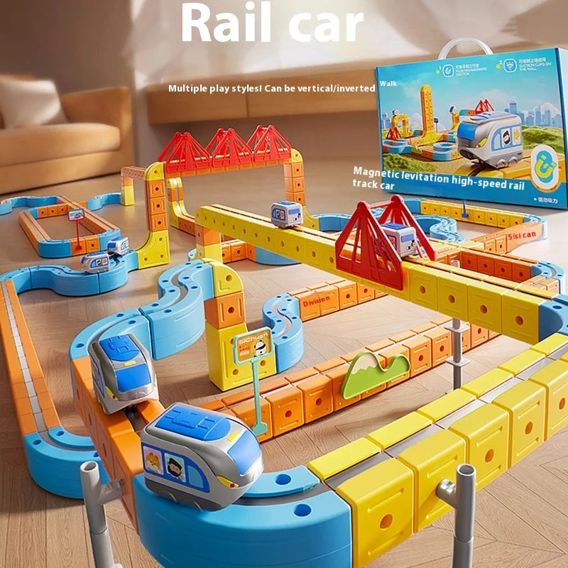 Anti-Gravity Magnetic Train Set – 3D Motorized STEM Track for Kids