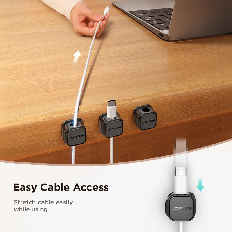 3-Pack or 6-Pack Magnetic Cable Clips – Adjustable Cord Organizer for Desk, Wall, and Car