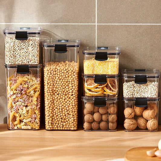 Airtight Kitchen Grain Storage Jars – Moisture-Proof Organizer Set