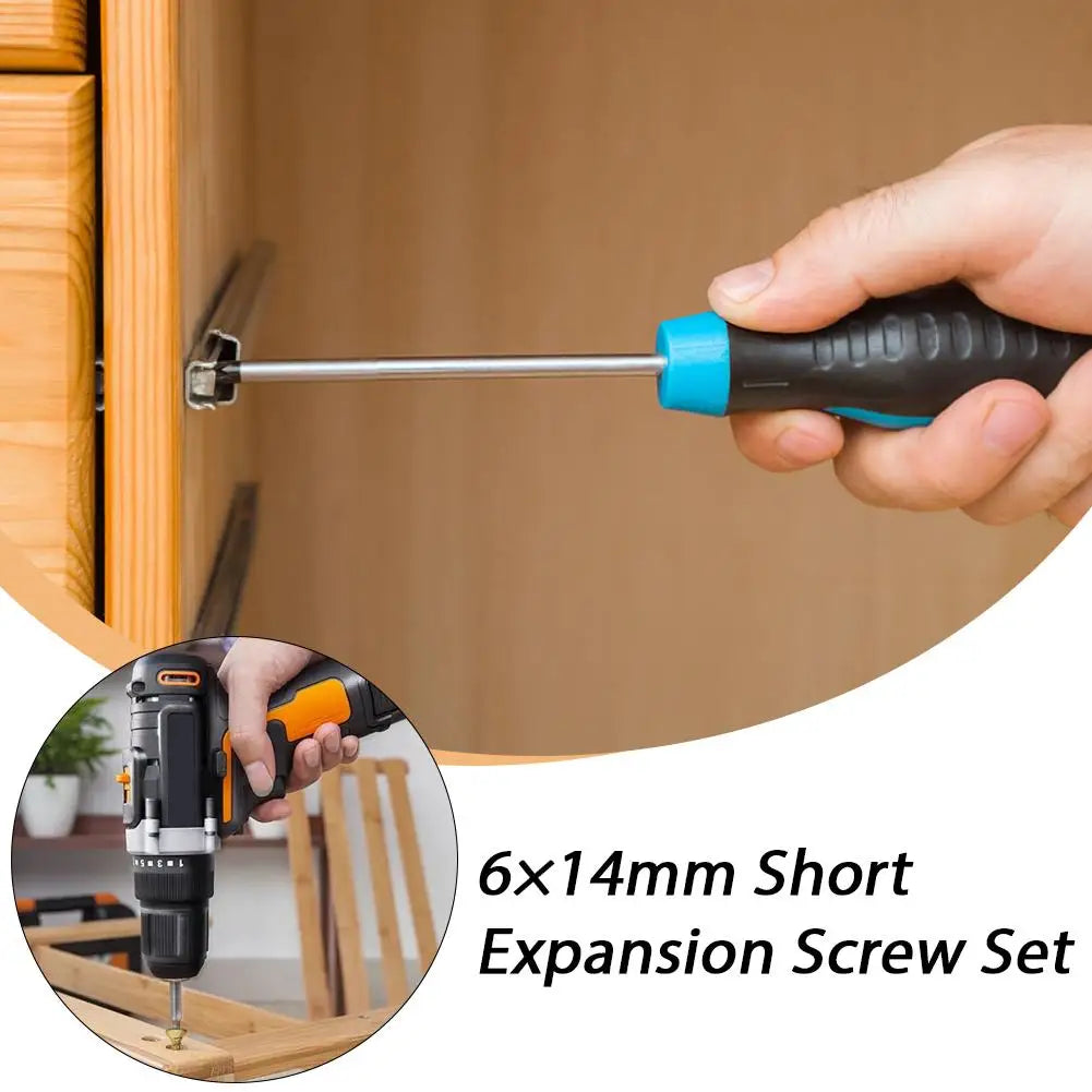 Short Expansion Screw Set – Metal Anchors for Cabinet Hinge Repair