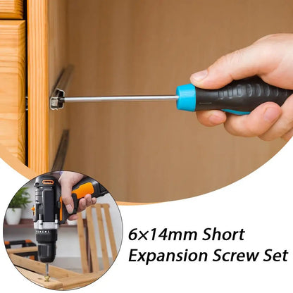 Short Expansion Screw Set – Metal Anchors for Cabinet Hinge Repair