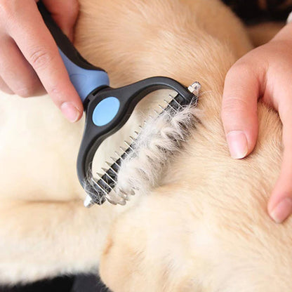 Professional Dual-Head Pet Deshedding Brush & Knot Remover