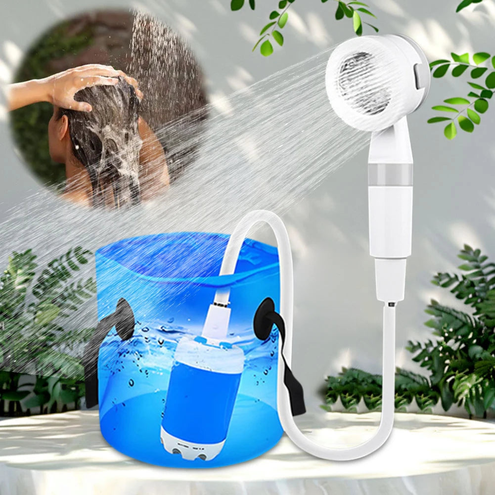 Portable Rechargeable Camping Shower Pump – Digital Display 6000mAh Outdoor Shower System