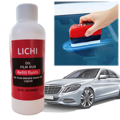 Car Windshield Oil Film Remover – Powerful Glass Cleaner with Sponge Brush