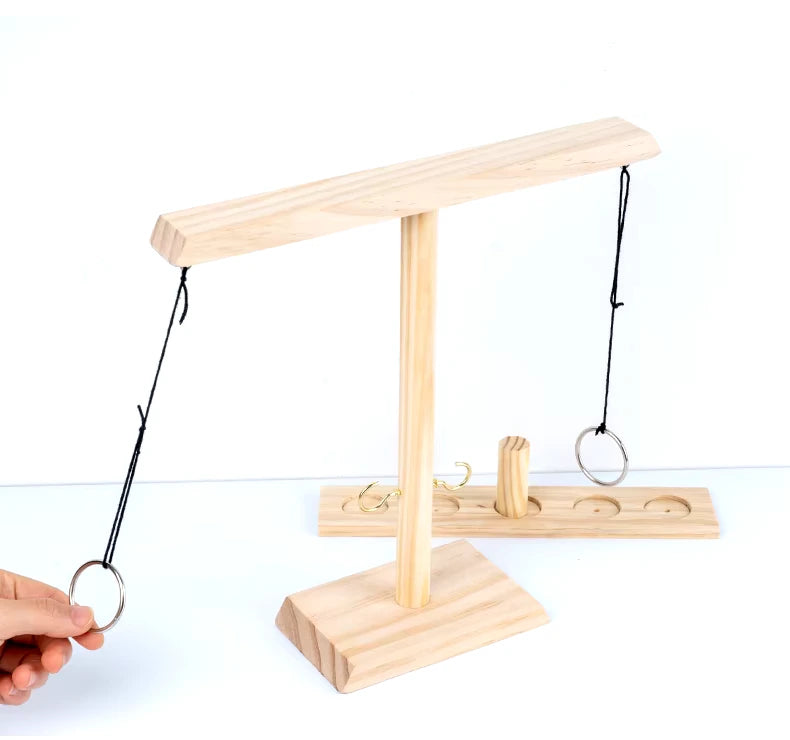 Handmade Wooden Hook and Ring Toss Game - Fun for Indoors and Outdoors