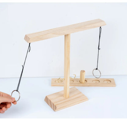 Handmade Wooden Hook and Ring Toss Game - Fun for Indoors and Outdoors