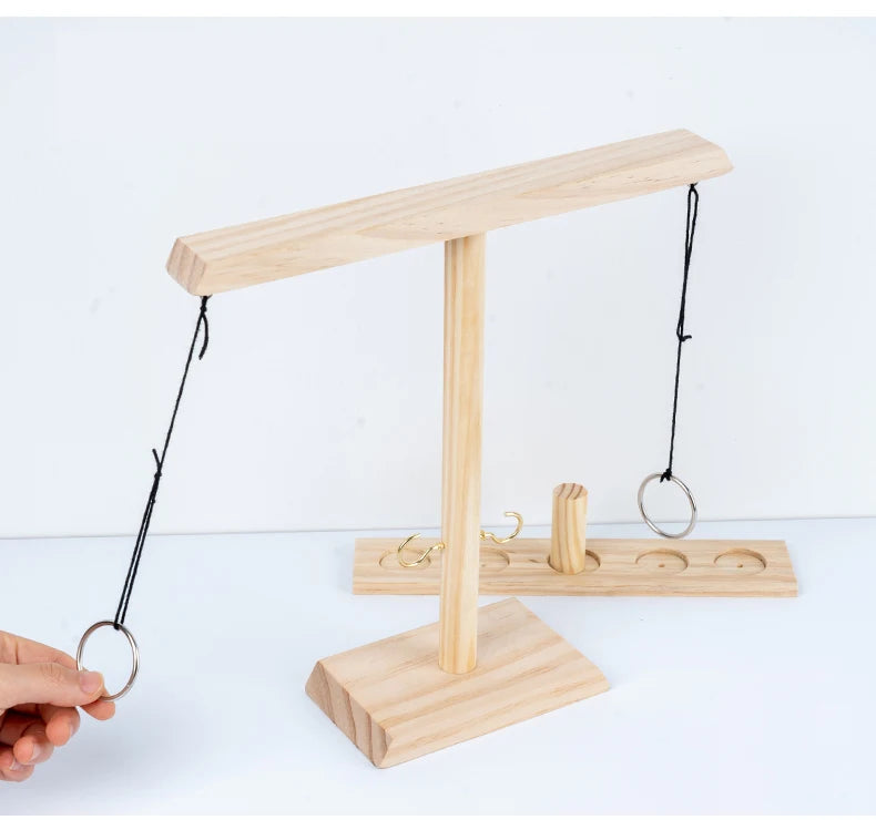 Handmade Wooden Hook and Ring Toss Game - Fun for Indoors and Outdoors