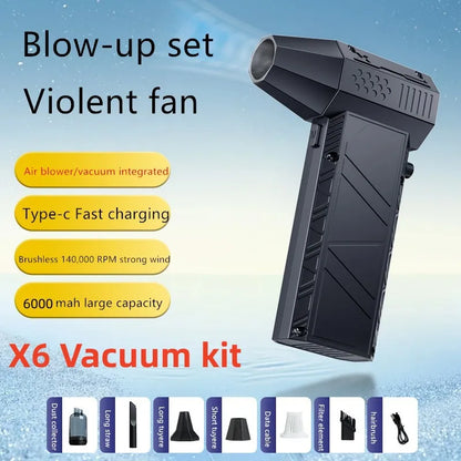 X6 TurboJet – 140,000 RPM Handheld Air Blower & Vacuum Cleaner with High-Capacity Battery