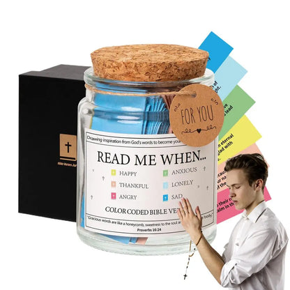 Colorful Bible Verse Jar – Daily Christian Inspiration in a Glass Keepsake