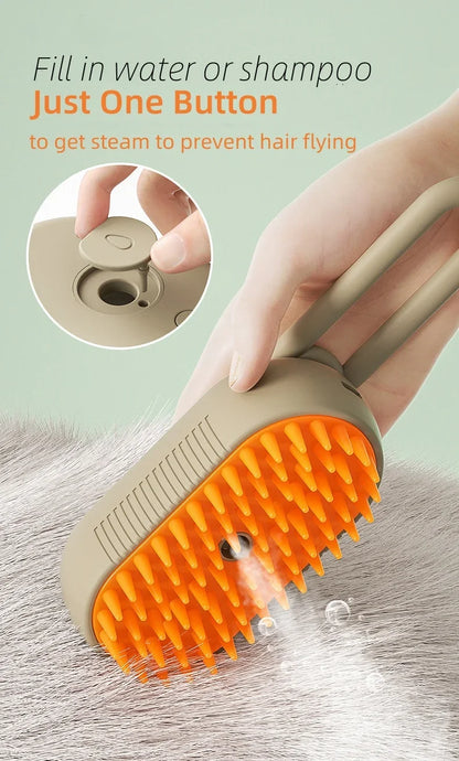 4-in-1 Steam Brush for Dogs and Cats - Pet Grooming & Hair Removal Tool