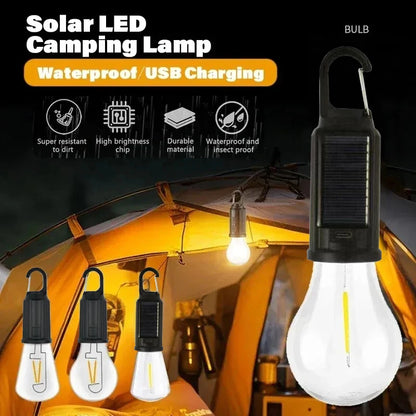 Solar Camping Light – Rechargeable Waterproof Hanging Lamp with 3 Brightness Modes
