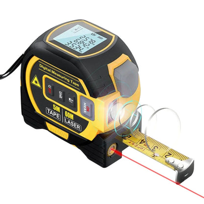 3-in-1 Digital Laser Measuring Tool with 5M/16ft Tape & Cross-Line Projection