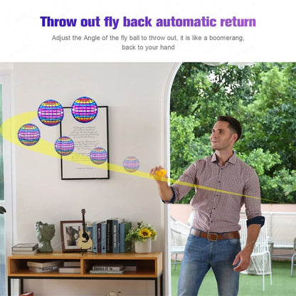 LED Hand-Controlled Flying Spinner Ball – 360° Hover & Boomerang Toy