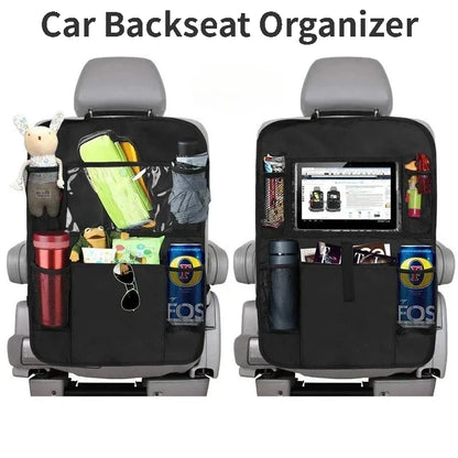 Car Backseat Organizer with Tablet Holder – Waterproof Seat Protector & Storage for Kids Travel