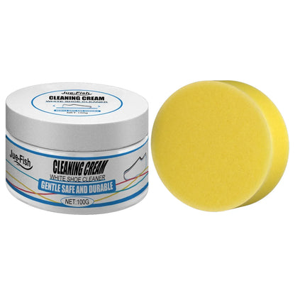 White Shoe Cleaning Cream with Sponge – Instant Stain Remover