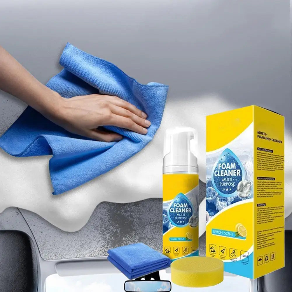 Multi-Purpose Foam Cleaner for Car Interior Surfaces (150 ml / 5.1 fl oz) with Cloth and Sponge