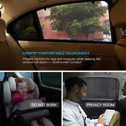 Universal Car Window Sunshade Mesh Curtains – UV Protection & Privacy