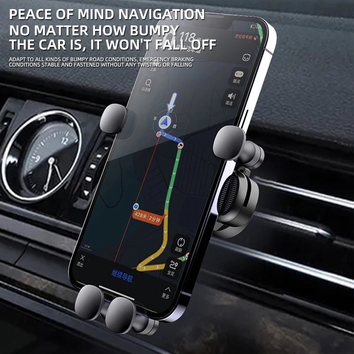 Universal Gravity Car Phone Holder – Air Vent Mount for 4.7"-7" Smartphones