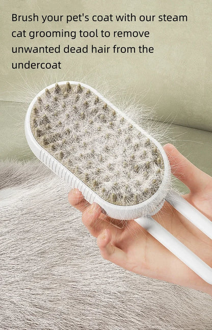 4-in-1 Steam Brush for Dogs and Cats - Pet Grooming & Hair Removal Tool