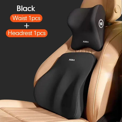 Premium Memory Foam Car Neck and Lumbar Support Cushion Set